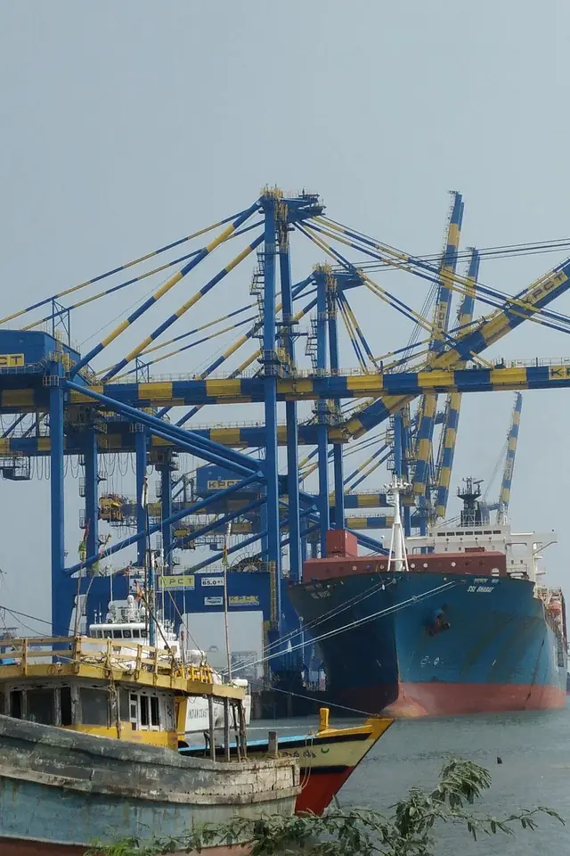 Stock picture: cranes at an Indian container port (not our site)